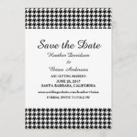 Hahnentrittmuster Save the Date einladen, Schwarz