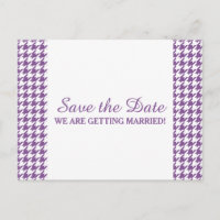 Hahnentrittmuster Save the Date Postkarte, Lila
