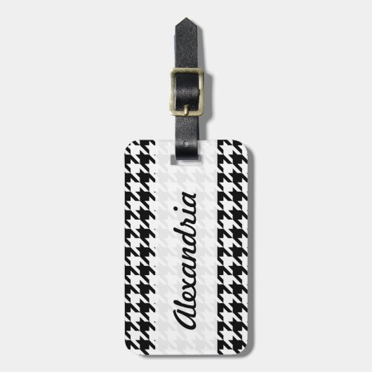 Hahnentrittmuster Schwarz-Weiß-Dekorationsmuster Gepäckanhänger (Vorderseite vertikal)