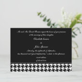 Hahnentrittmuster Schwarz-Weiß-Hochzeit lädt ein Einladung (Stehend Vorderseite)
