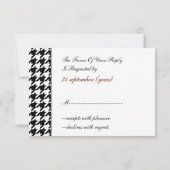 Hahnentrittmuster Schwarz-Weiß-Hochzeit rsvp 3,5 x Karte (Rückseite)