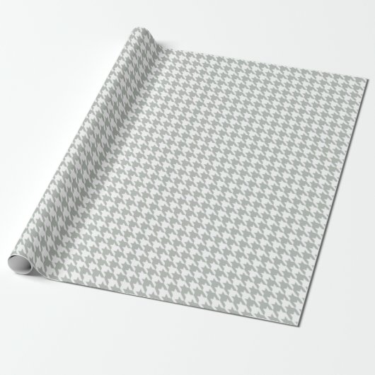 Hahnentrittmuster-silbernes Geschenkpapier (Ungerollt)