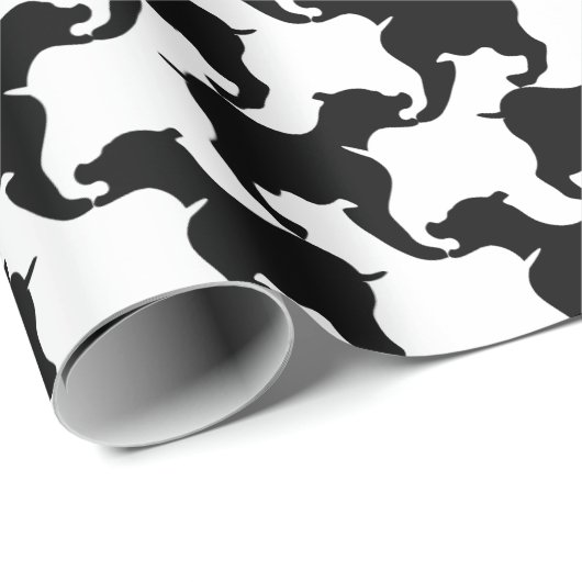 Hahnentrittmuster Style Tesselung Black Hund Silho Geschenkpapier (Rolleneckpunkt)