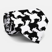 Hahnentrittmuster Style Tesselung Black Hund Silho Krawatte (Gerollt)