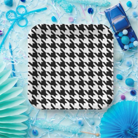 Hahnentrittmuster-Teller aus Vintagem Papier Pappteller (Party)