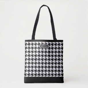Hahnentrittmuster TI Mit Monogramm BW Totbeutel Tasche