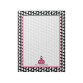 Hahnentrittmuster- und Pink-Lehrer-Notepad Notizblock (Rotiert)