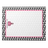Hahnentrittmuster- und Pink-Lehrer-Notepad Notizblock (Vorderseite)