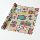 Hahnentrittmuster Vintag Retro Nostalgie Jukebox Geschenkpapier (Ungerollt)