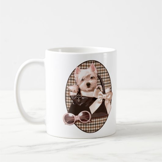 Hahnentrittmuster Westie Welpe Kaffeetasse (Links)