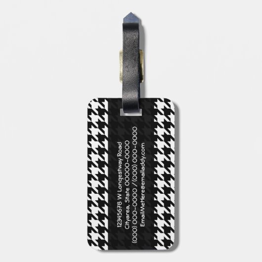 Hahnentrittmuster White Black Decoration Art Patte Gepäckanhänger (Rückseite vertikal)