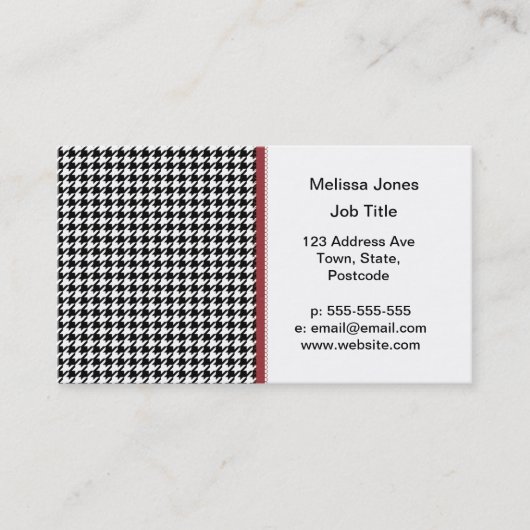 Hahnentrittmustermuster - Schwarzweiss Visitenkarte (Vorderseite)