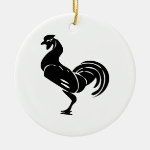Hahnsilhouette Keramikornament