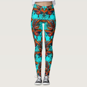 Hahntinten-Türkis Leggings