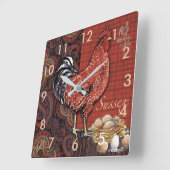 Hahnuhr Quadratische Wanduhr (Winkel)