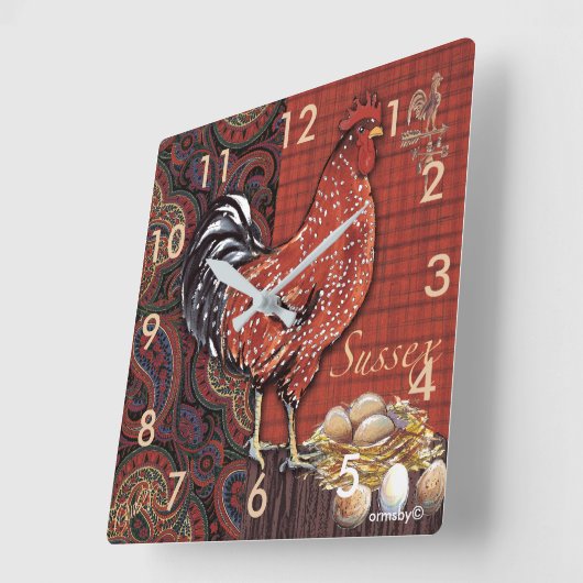 Hahnuhr Quadratische Wanduhr (Winkel)