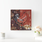 Hahnuhr Quadratische Wanduhr (Zuhause)