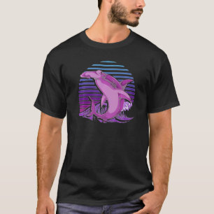 Hai 90er Retro Vaporwave Ocean Animal Hammerhead T-Shirt