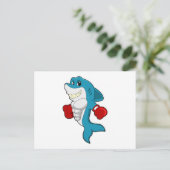 Hai als Boxer mit Boxhandschuhen Postkarte (Stehend Vorderseite)