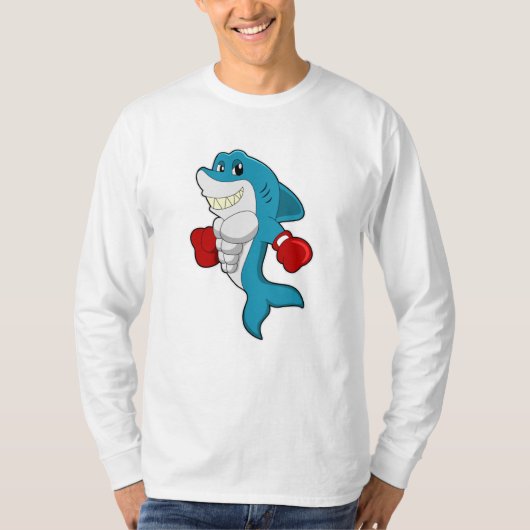 Hai als Boxer mit Boxhandschuhen T-Shirt (Vorderseite)