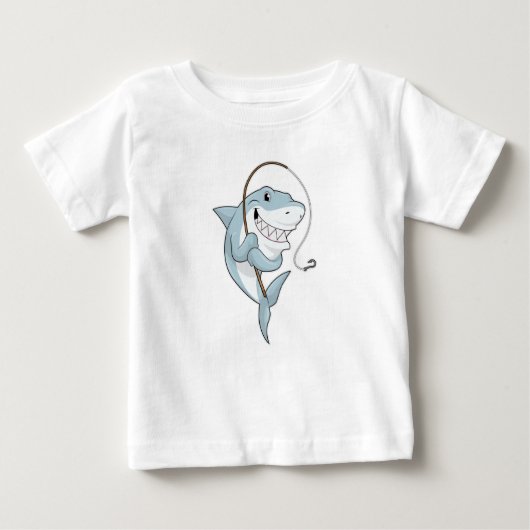 Hai als Fischer mit Angelrute Baby T-shirt (Vorderseite)