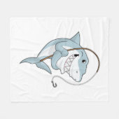Hai als Fischer mit Angelrute Fleecedecke (Vorderseite (Horizontal))