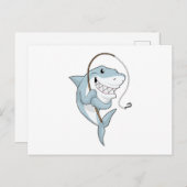 Hai als Fischer mit Angelrute Postkarte (Vorne/Hinten)
