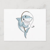 Hai als Fischer mit Angelrute Postkarte (Vorderseite)