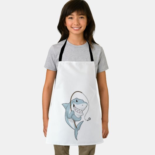 Hai als Fischer mit Angelrute Schürze (Insitu)