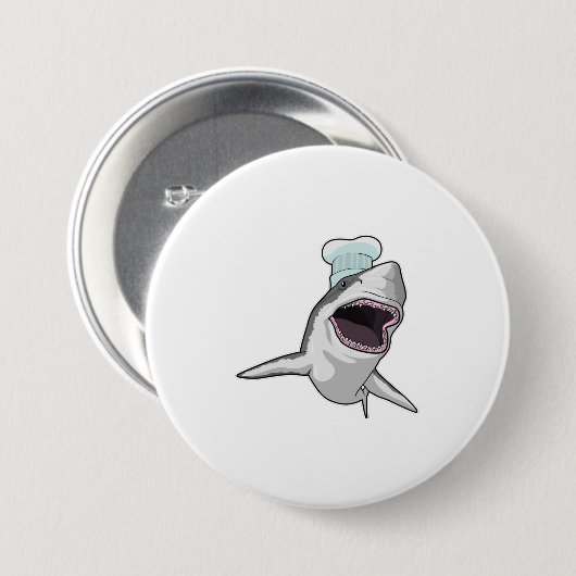 Hai als Koch mit Koch Hut Button (Vorne & Hinten)