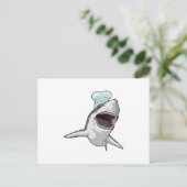 Hai als Koch mit Koch Hut Postkarte (Stehend Vorderseite)