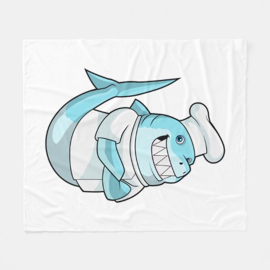 Hai als Koch mit Kochen Schürze Fleecedecke (Vorderseite (Horizontal))