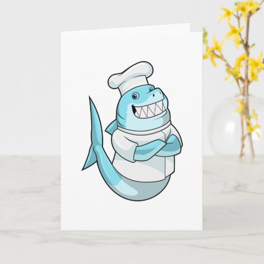 Hai als Koch mit Kochen Schürze Karte (Gelbe Blume)