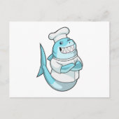 Hai als Koch mit Kochen Schürze Postkarte (Vorderseite)