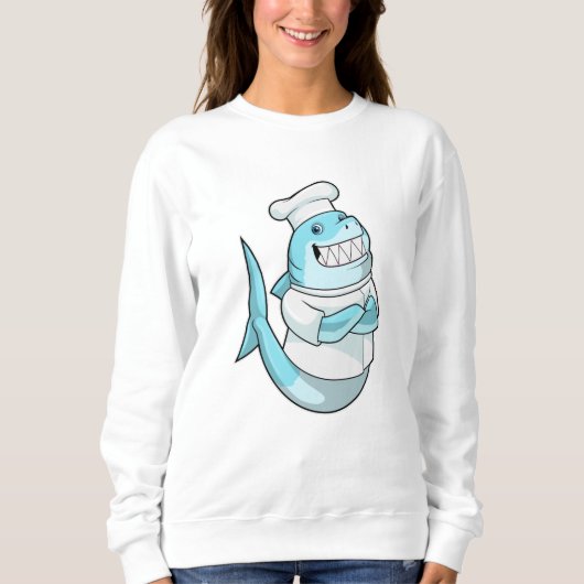 Hai als Koch mit Kochen Schürze Sweatshirt (Vorderseite)