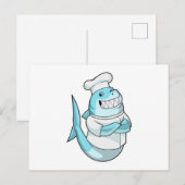 Hai als Koch mit Kochschürze Postkarte (Vorne/Hinten)