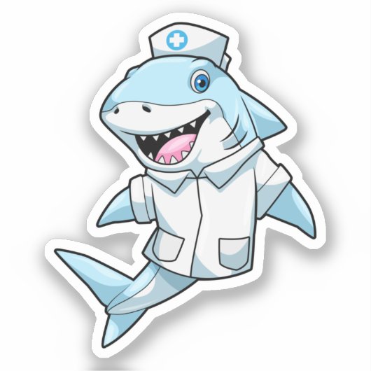 Hai als Krankenschwester mit Kittel Aufkleber (Vorderseite)