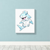 Hai als Krankenschwester mit Kittel Leinwanddruck (Insitu (Holzboden))