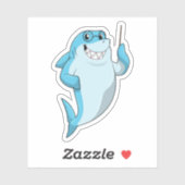 Hai als Lehrer mit Pointer Aufkleber (Blatt)