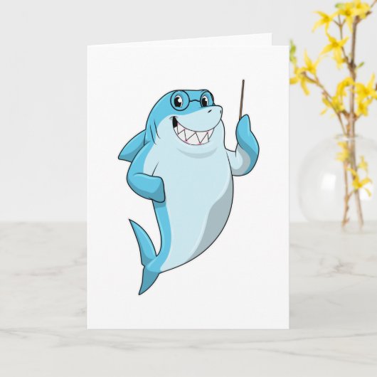 Hai als Lehrer mit Pointer Karte (Gelbe Blume)