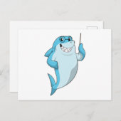 Hai als Lehrer mit Pointer Postkarte (Vorne/Hinten)