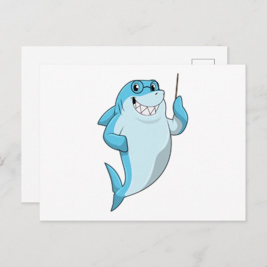 Hai als Lehrer mit Pointer Postkarte (Vorne/Hinten)