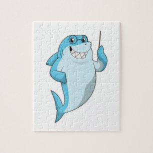 Hai als Lehrer mit Pointer Puzzle