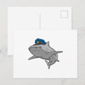 Hai als Polizist Polizei Postkarte (Vorne/Hinten)