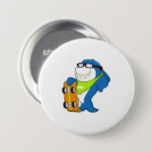 Hai als Skater mit Skateboard Button (Vorne & Hinten)