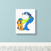 Hai als Skater mit Skateboard Leinwanddruck (Insitu (Holzboden))