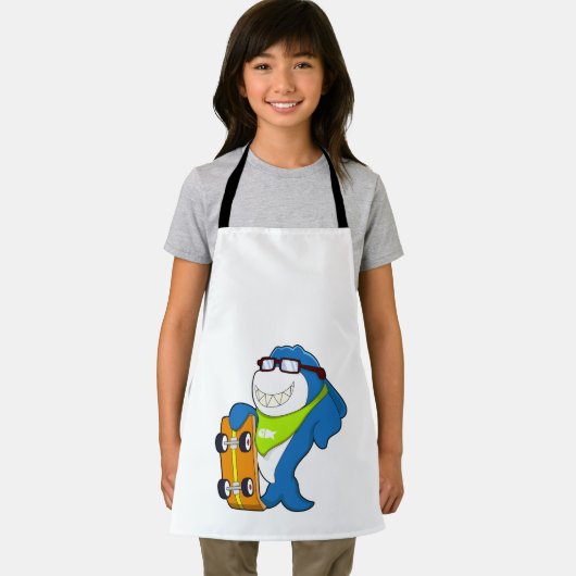 Hai als Skater mit Skateboard Schürze (Insitu)