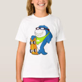 Hai als Skater mit Skateboard T-Shirt (Vorderseite)