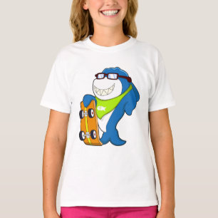 Hai als Skater mit Skateboard T-Shirt