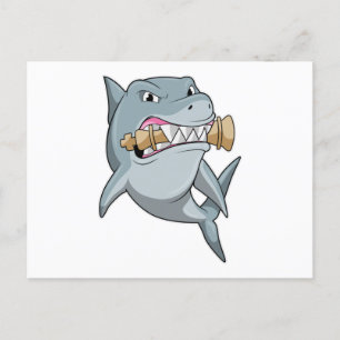 Hai an Schach mit Schachfigur König Postkarte